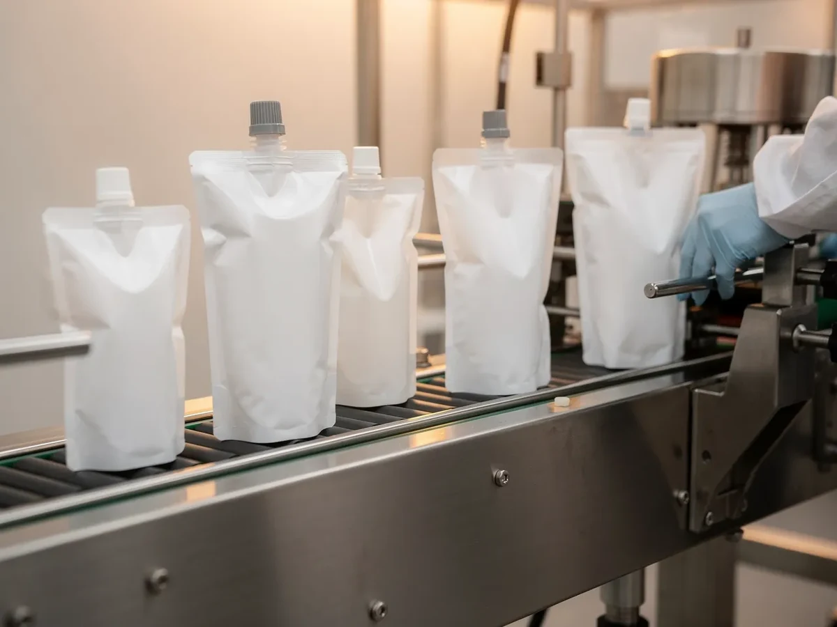 Fason üretimde farklı nötr doypack formatlarını temsil eden görsel
