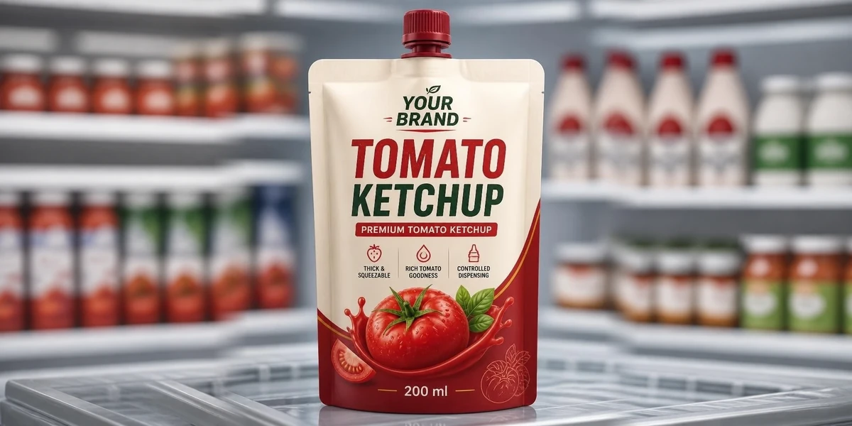 Your Brand ketçap tasarımlı temsili spoutlu sos ambalajı